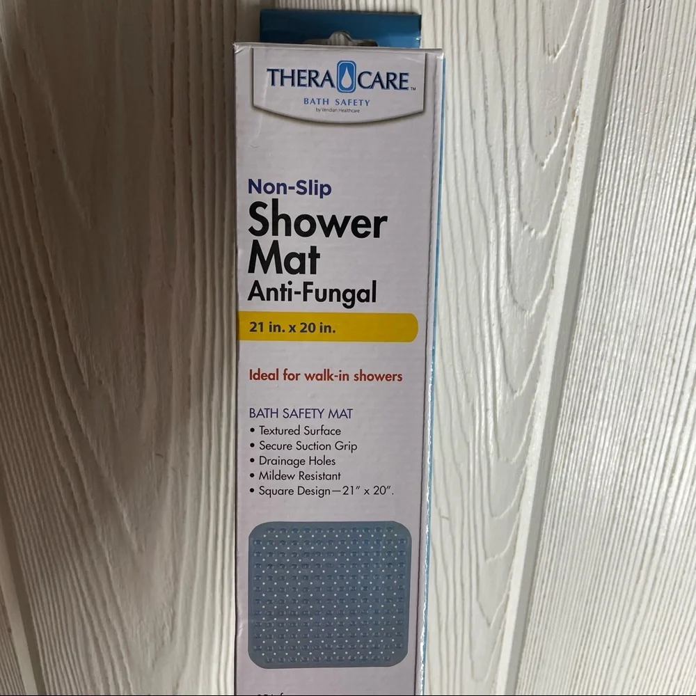 Theracare Shower Mat 21” x 20” Square Walk In Showers NEW Blue Non-Slip